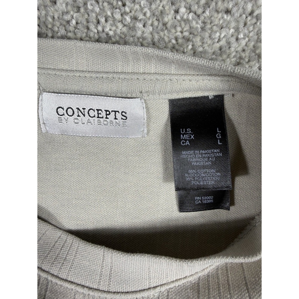 Concepts by Claiborne Men's Size L Ribbed Knit Short Sleeve T-Shirt Beige Tan - Picture 2 of 5